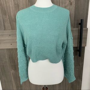 Fashion Nova sea green crop sweater